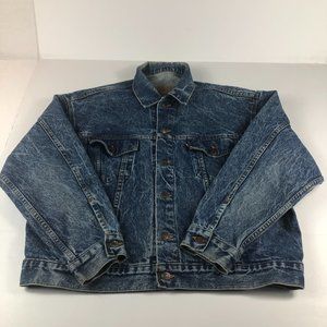 VTG 80s Levi's Jean Jacket Adult Large Blue Acid Wash Trucker Faded Denim USA